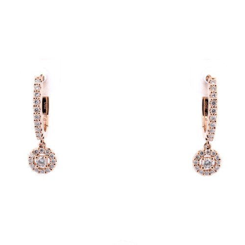 CLASSIC DIAMOND HOOP EARRINGS WITH HALO DROPS 0.40CT
