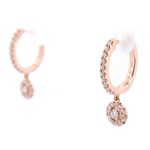 CLASSIC DIAMOND HOOP EARRINGS WITH HALO DROPS 0.40CT