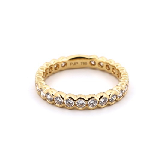 CLASSIC YELLOW GOLD RUBOVER SET DIAMOND ETERNITY BAND