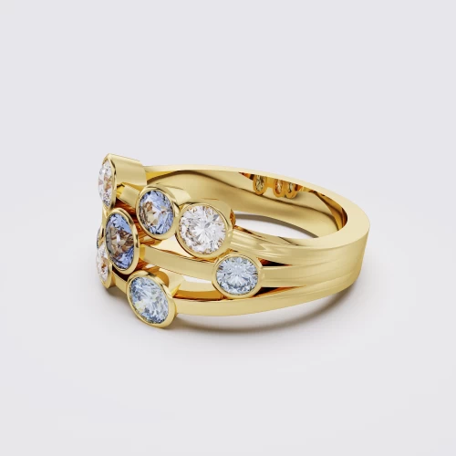 MODERN TRIPLE ROW CLUSTER RING